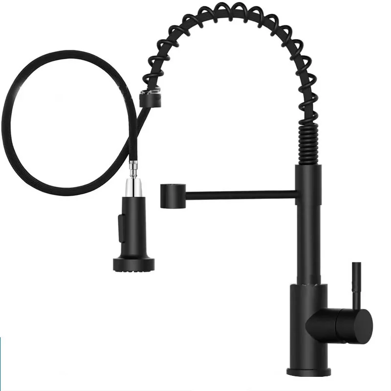 

Spring faucet pull kitchen cold and hot multifunctional telescopic rotating wash basin faucet