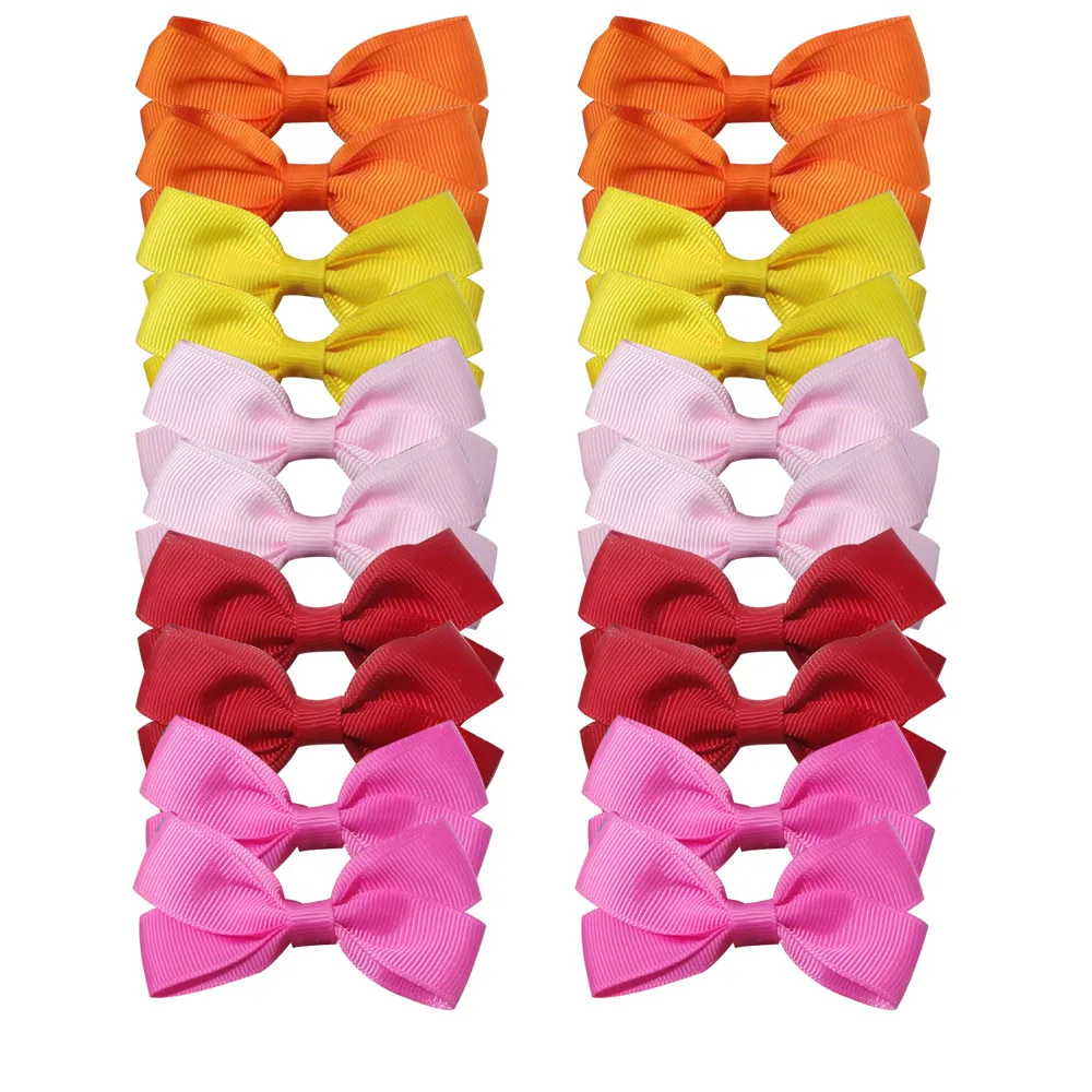 

20PCS/LOT Rainbow Grosgrain Ribbon Bow Barrette Hairpins Clip Ornaments Baby Girl Scrunche Hair Accessories For Women