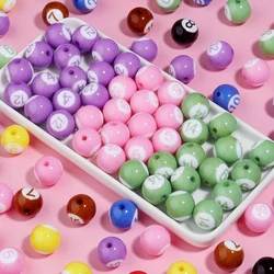 SAUVOO 10pcs Acrylic Billiard Ball Beads 16mm Colorful Lucky Numbers Loose Bead Bulk For Keychain Bracelets Jewelry Making