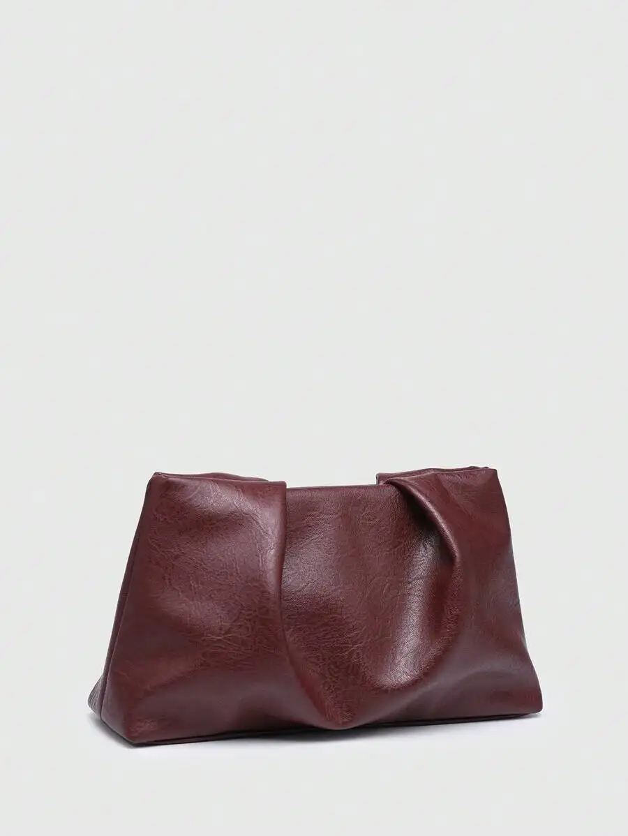 

Женская квадратная сумка-тоут, бордовая, с плиссированным облачным дизайном, большая вместительная сумка для путешествий и шопинга