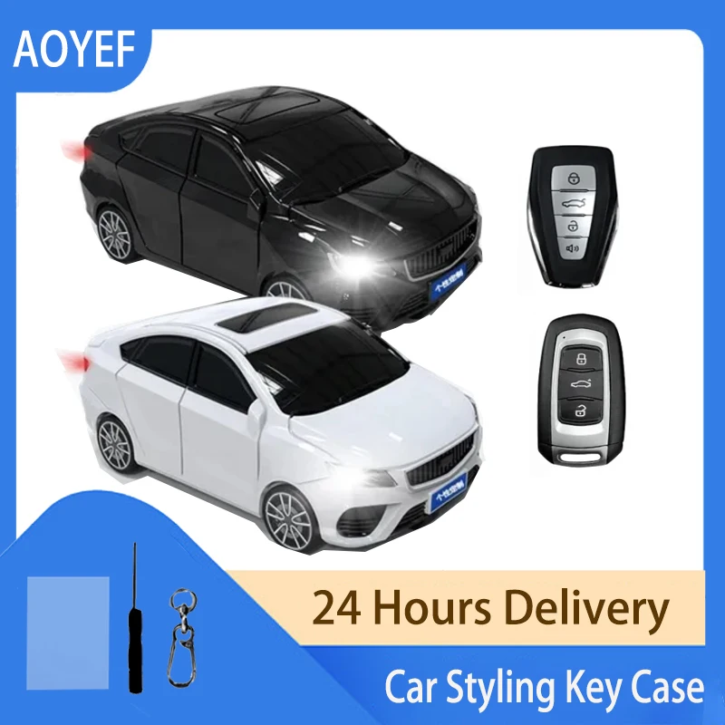 For Geely Coolray X6 X7 EX7 Geometry C Emgrand Global Kulrey Hawk GX7 Okavango NL3 SUV GT GC9 Smart Car Key Case Cover Fob Chain