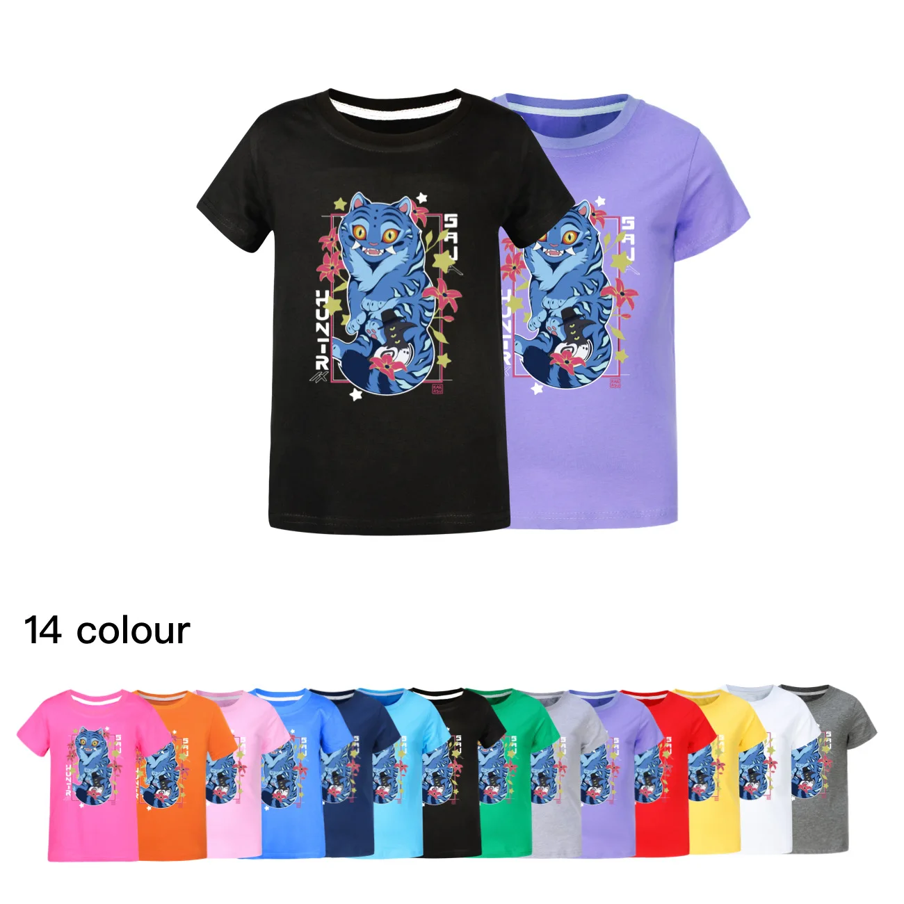 

Kpop Demon Hunter T-shirts Summer New Tiger Print Breathable T Shirt Girls Round Neck Casual Soft Tops Graphic T Shirts