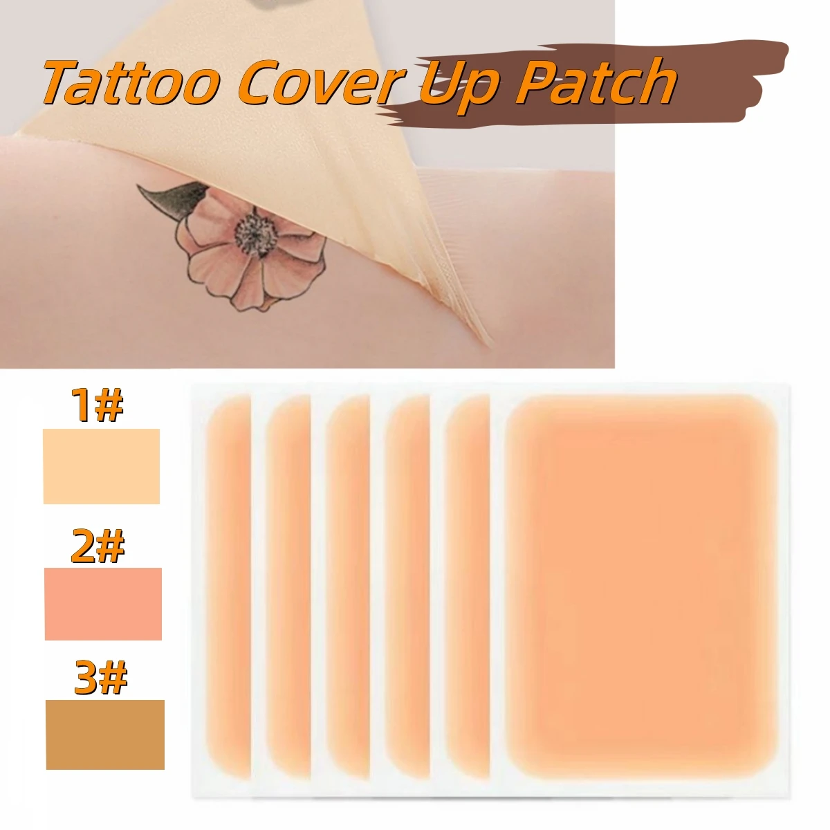 

6pcs Tattoo Cover Up Patch 90*150mm Scar Birthmarks Concealer Tape Invisible Waterproof Skin Sticker for Covering Up