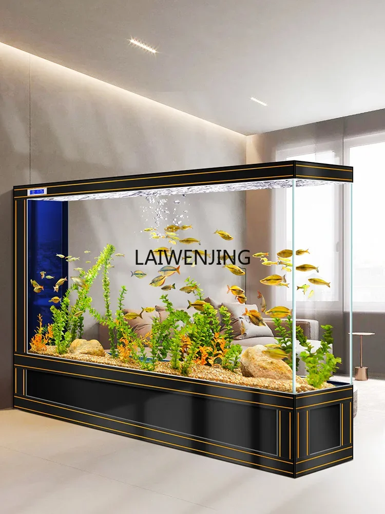 

HLZ screen partition fish tank, large entrance side filter in living room, no water change