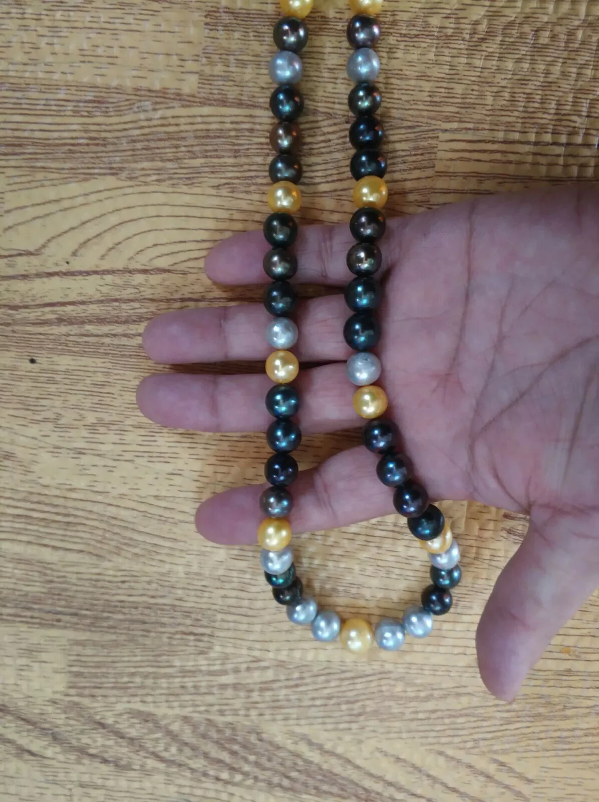 

New Pearl Necklace AAAA10-11mm Natural South Sea Round Multi colored Pearl Necklace 925s -16-24inch