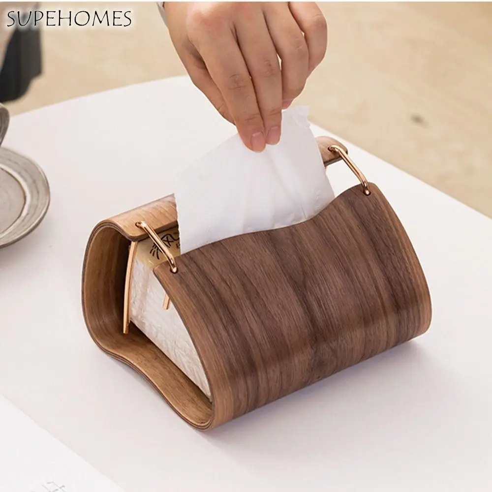 

Nordic Wooden Tissue Box Large Opening Wood Grain Pattern Retro Napkin Holder Ornaments Minimalist Cloud Paper Container