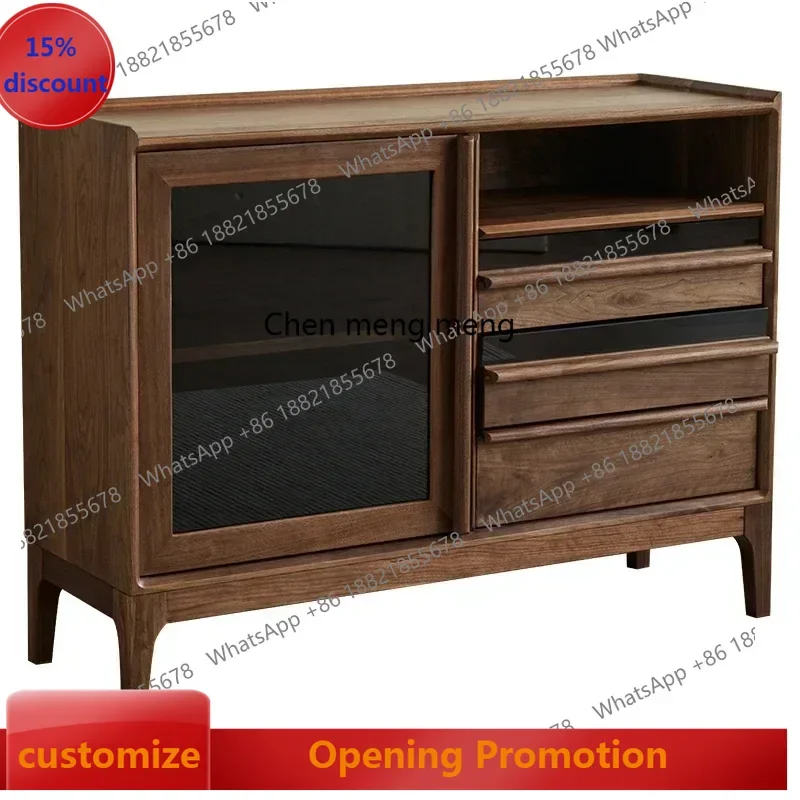 ss7486 new styleNorth American Black Walnut Solid Wood Side Cabinet Restaurant Multifunctional Locker Household