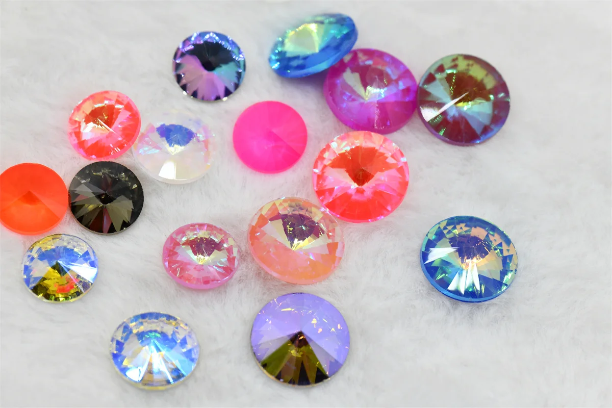 Rivoli Glass Crystal Rhinestones For Needlework Pointback Stones Dress Decoration Jewelry Making 8mm 10mm 12mm 14mm 18mm