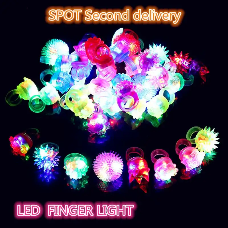 10-100Pcs Glowing Rings LED Light Up Luminous Rings Party Favor Toys Flash Led Lights Glow In The Dark Party Supplies