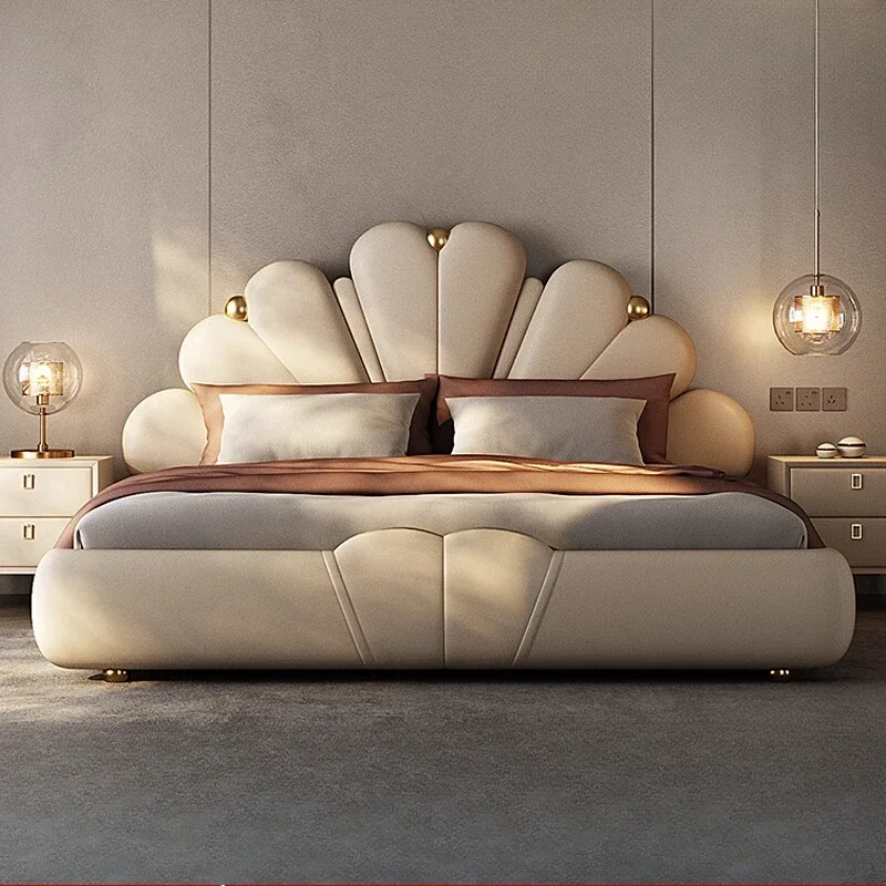 

Headboard Modern Double Bed King Size Decoration Full Frames Double Bed Leather Luxury Modern Cama De Casal Bedroom Furniture