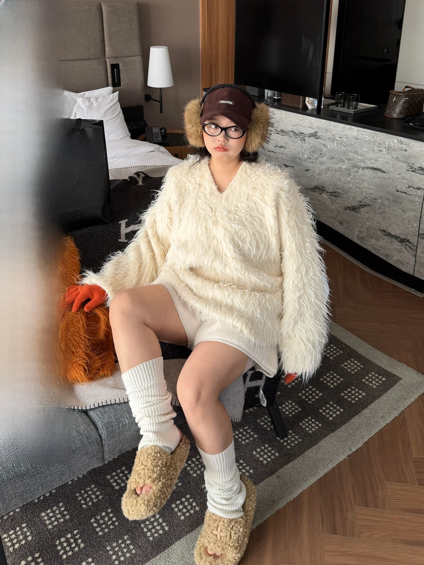 

Женский свитер большого размера с V-образным вырезом, в скандинавском стиле, из 30% шерсти, с начесом, в американском стиле, свободного кроя, зимний, утепленный