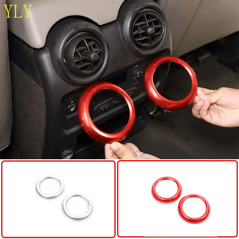 

For Hummer H2 2003-2007 Aluminum Alloy red silver car rear exhaust air vent decorative ring sticker car interior accessories