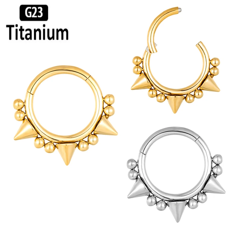 

New G23 Titanium Piercing Septum Ring Hoops Nose Rings Cone Spike Piercings Helix Cartilage Clicker Tragus Earrings Body Jewelry