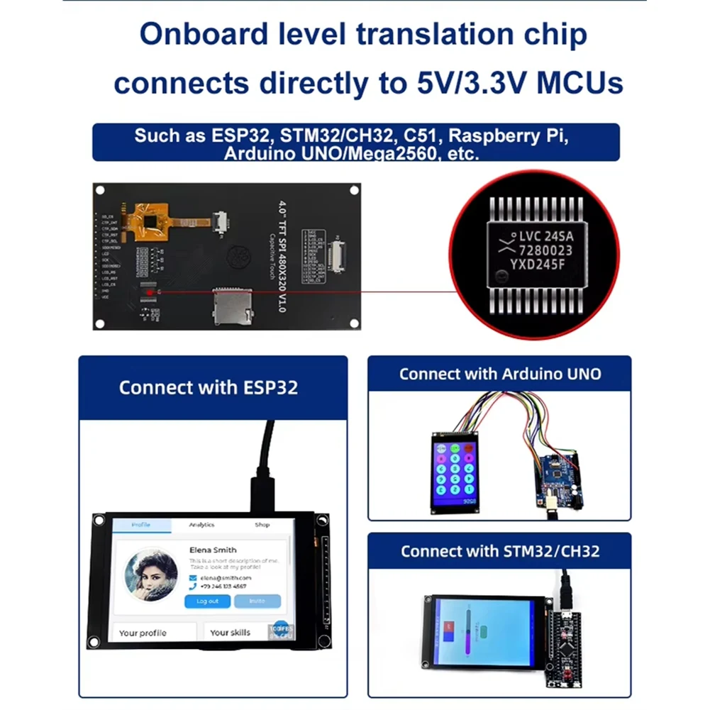 A40I 4.0 Inch 320X480 SPI Serial TFT LCD Display Capacitive Touchscreen Module for /STM32/ &Mage2560