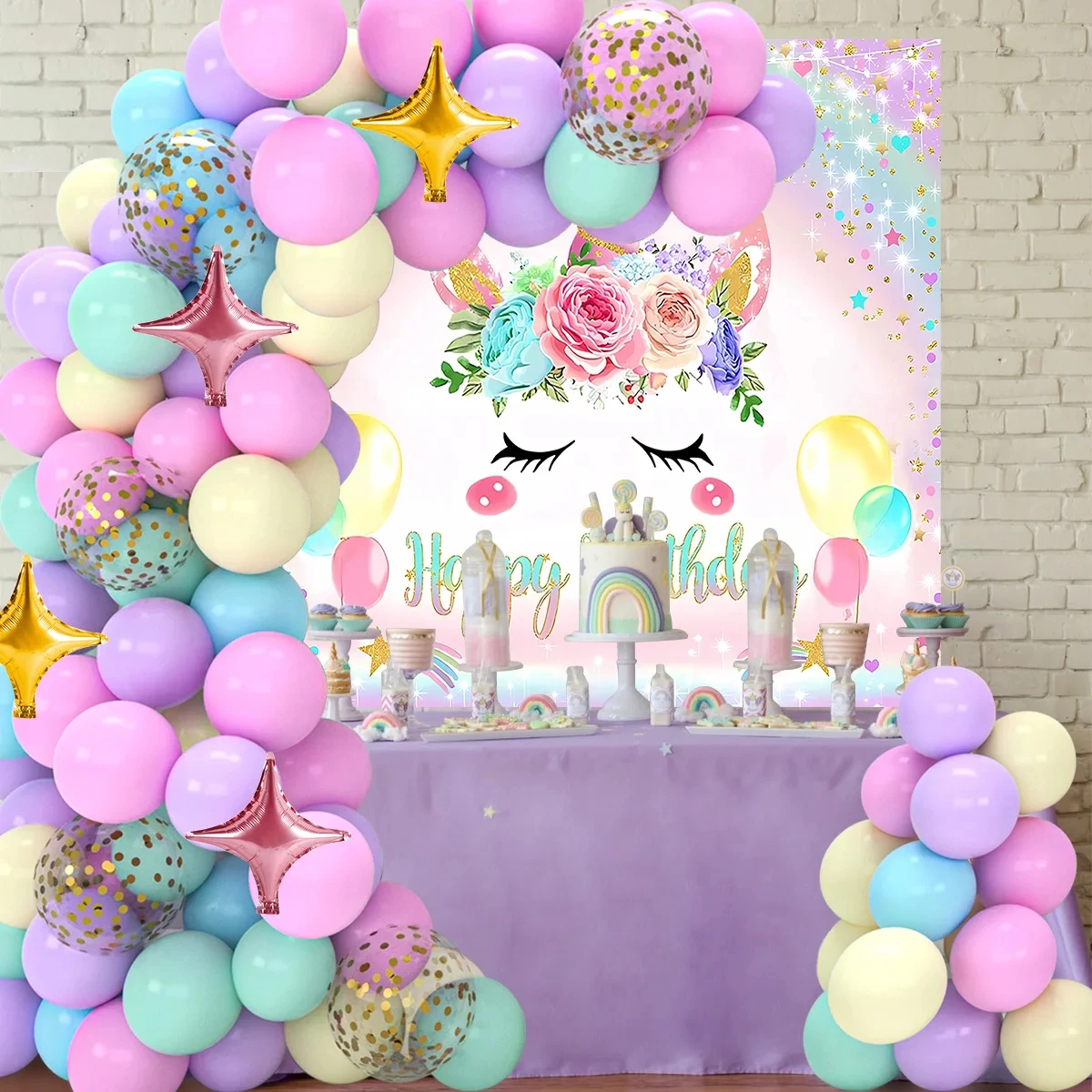 Unicorn Balloons Garland Arch Kit Happy Birthday Party Decoration Kids Girl Unicorn Birthday Wedding Party Supplies Baby Shower