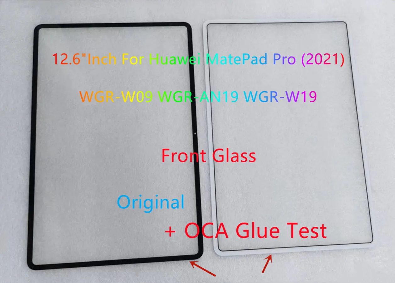 

New 12.6''Inch For Huawei MatePad Pro 2021 WGR-W09 WGR-W19 WGR-AN19 WGR Touch Screen Panel Front Glass+Laminated OCA Glue Tested