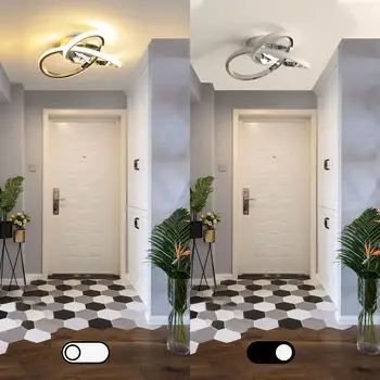 現代LED吸頂燈,銀色金屬質感,三葉草線條設計,適用於臥室、走廊、廚房、入口照明燈具 10 最佳銷售 銀色吸頂燈 - №3