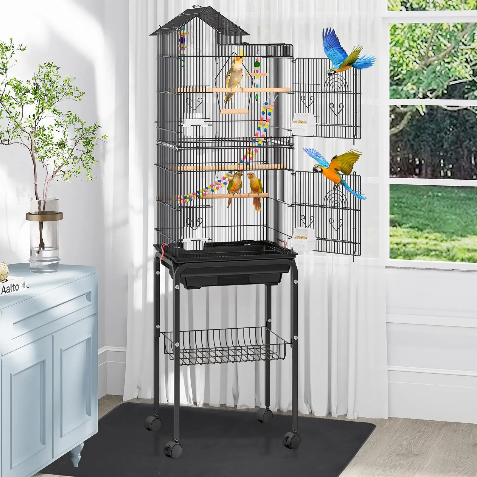 Bird Cage Floor Mat Large Waterproof Protectors 48x36 Inch Thick Under Pet Cage Mat For Kennels Crate Enclosure Indoor Reptile