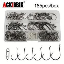 Ackibbik Circle Hooks Saltwater 180pcs Catfish Fishing Hooks, Octopus Offset Fishing Hooks with 5pcs Power Clips Catfish Hooks