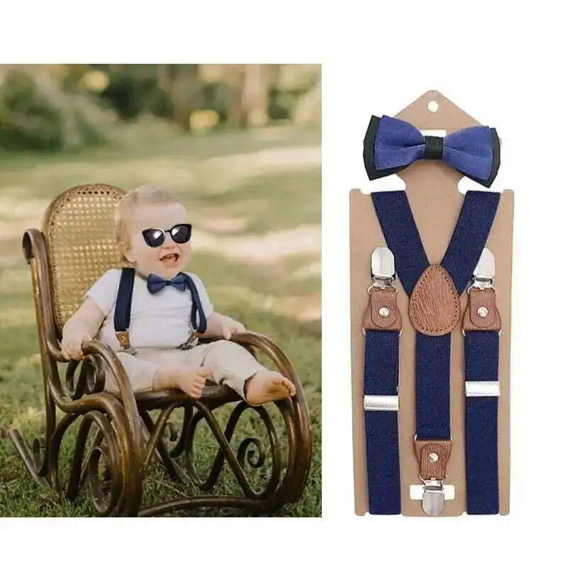 

New Fashion Boys Girls Kids Adjustable Elastic Y-back Braces Baby Suspenders Bow Tie Set Butterfly Necktie Wedding Ring Bear