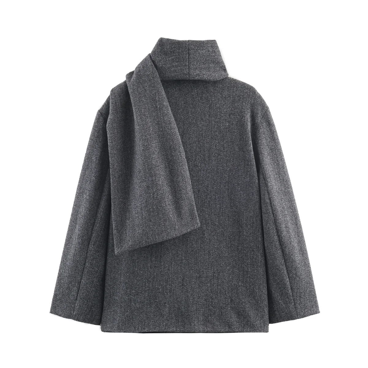 เสื้อโค้ทผู้หญิง DiYiG รุ่นใหม่ประจำฤดูหนาวปี 2025 แฟชั่นสีพื้น ผ้าคลุมไหล่แบบผูกคอ แขนยาว ติดกระดุม  แมทช์ได้กับทุกชุด เสื้อคลุมตัวนอกสำหรับผู้หญิง