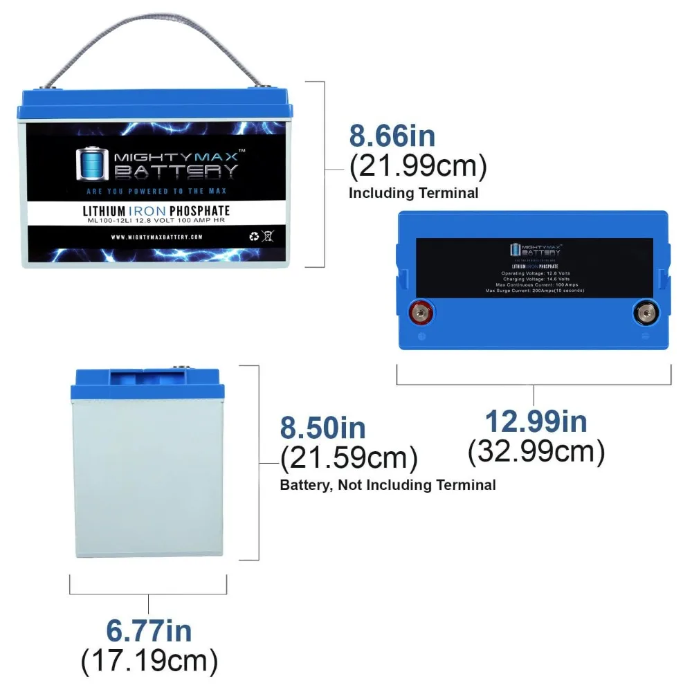 12V 100Ah LiFePO4 Deep Cycle Lithium Battery Rechargeable Maintenance Free for Solar RV Marine Off-Grid, Custom