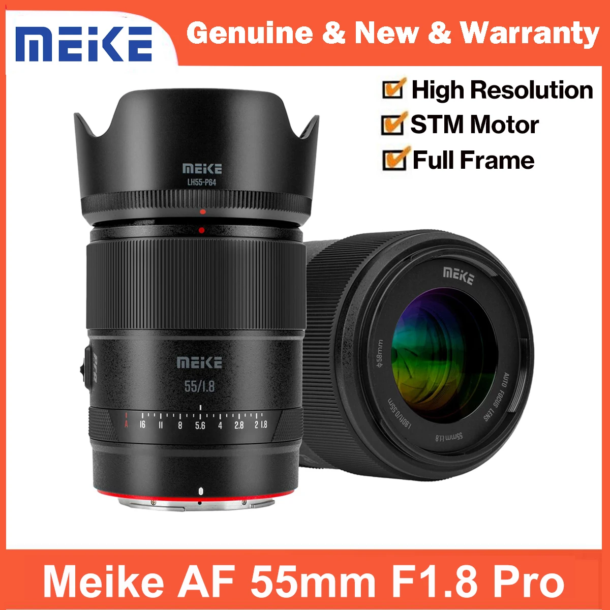 

Meike AF 55mm f1.8 Pro Full Frame High Resolution 8K AF 55mm f1.8 Pro Portrait Lens for Sony E-Mount Cameras