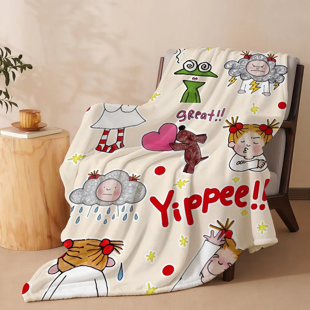 Coco Cute Girl Children Illustrations Blanket Soft Warm And Thick Perfect For Bedroom Living Room Bed Sofa Camping Picnic Office