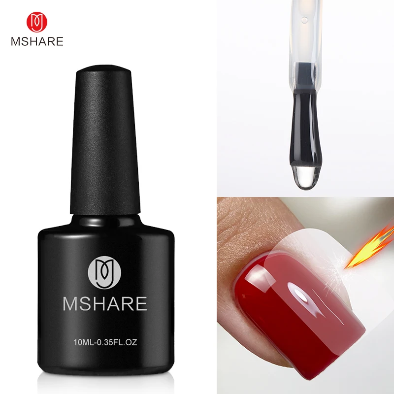 MSHARE Tempered Top Coat Nail Gel Polish Soak Off UV LED Rubber Base Gel Nail Lacquer Varnishes 10ml