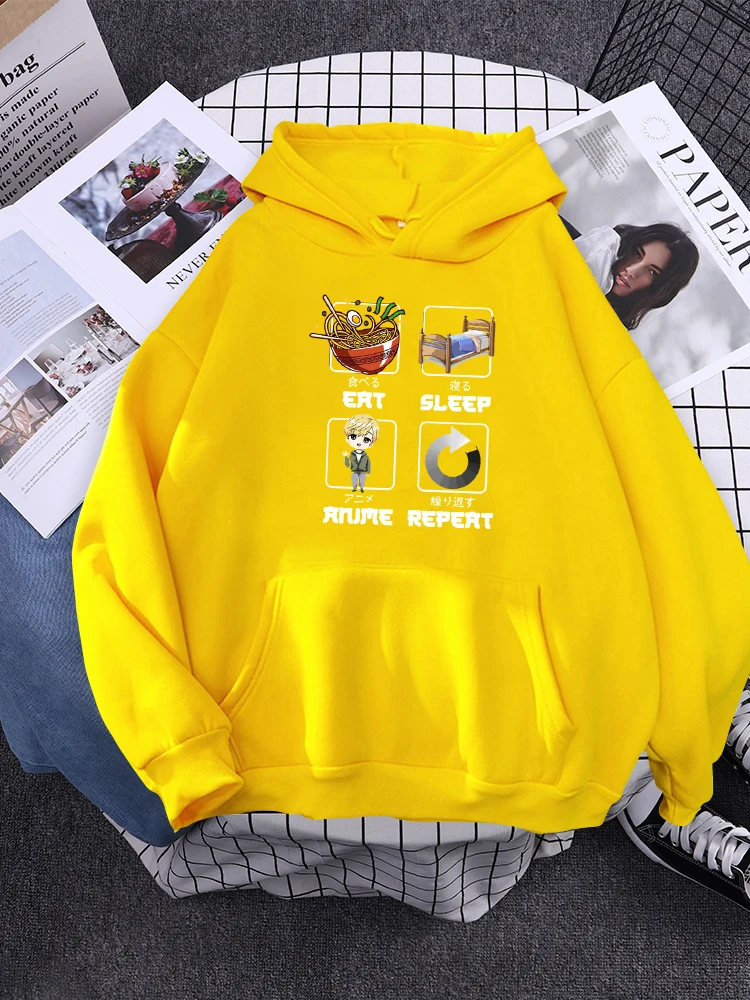 Eet Slaap Anime Herhaal Noedels Anime Vrouwen Hoody Street Oversize Sportkleding Harajuku Oversized Trui Koreaanse Fleece Vrouwelijke Top