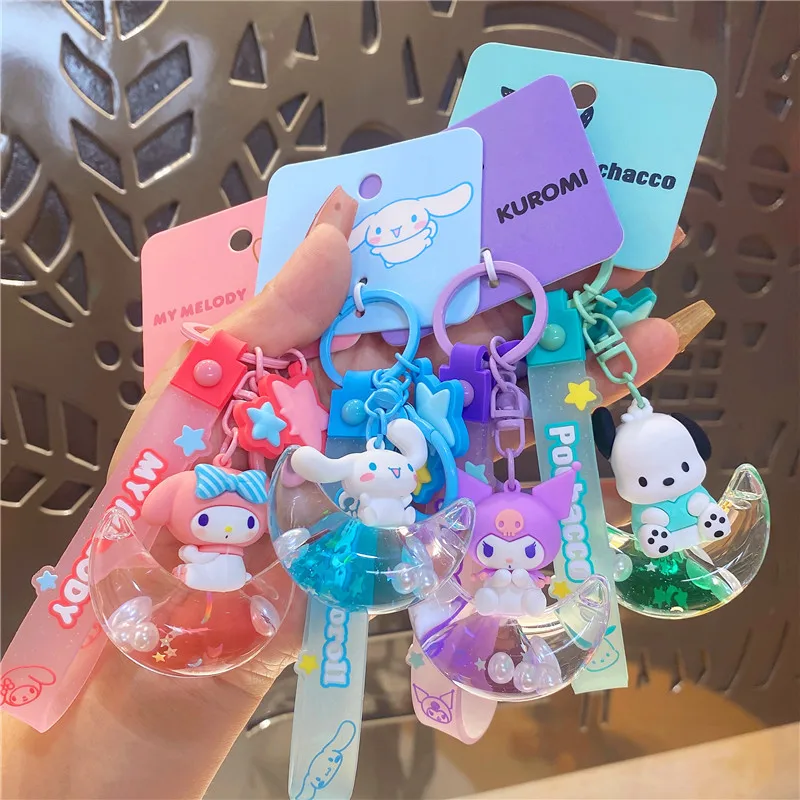 

Sanrio Starlight Crescent Oil Cinnamoroll Kuromi Mymelody Pochacco Keychain Exquisite School Bag Pendant Gift Decoration Anime