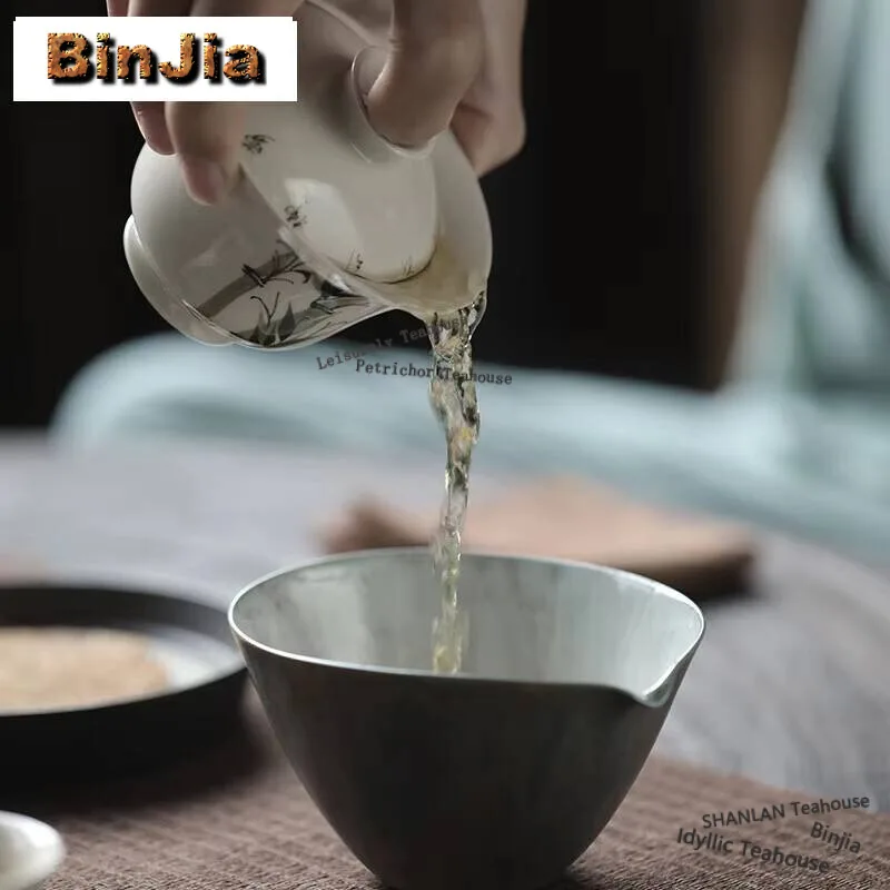 110ml Hand-painted Bamboo Trace Gaiwan High-end White Pottery Tea Tureen Household Tea Maker Cover Bowl Creative Teaware Gift
