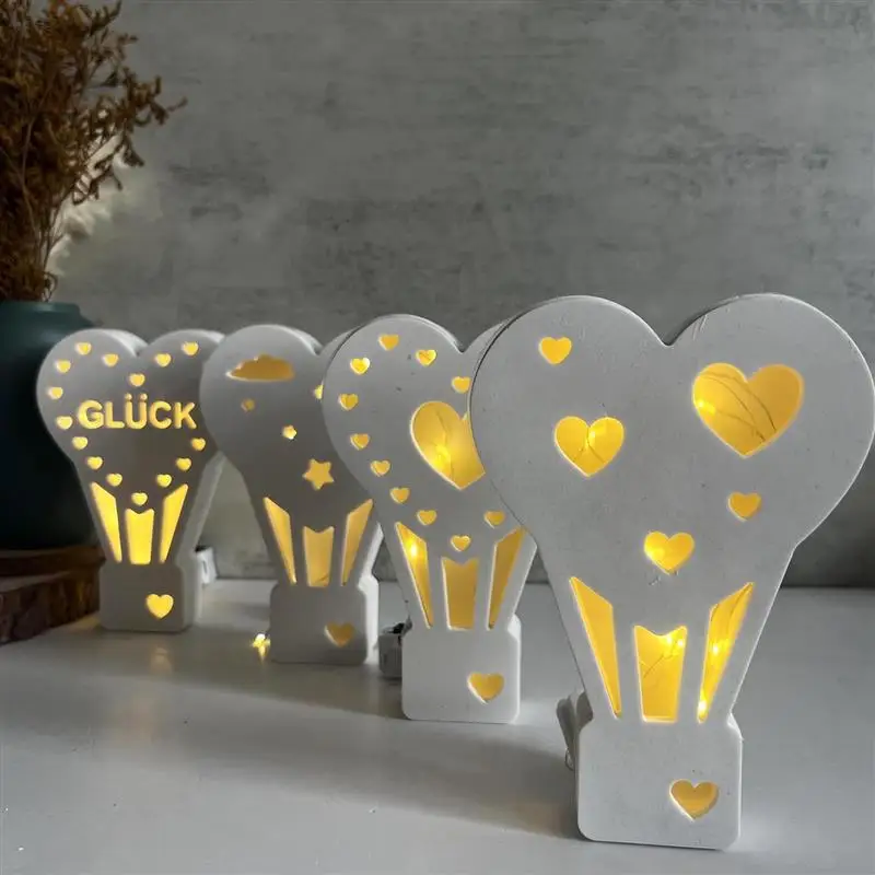 New Hot Air Balloon Silicone Mold Gypsum DIY Star Love House Decoration Mold Tea Light Candle Holder Cement Plaster Mould