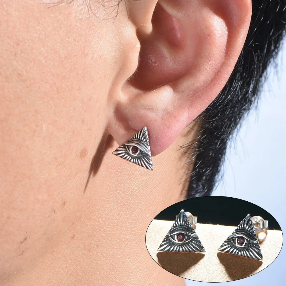 Triangular Mini Earrings Men Women Girls Stainless Steel Silver Color Helix Piercing Daith Screw Ear Stud Y2k Jewelry Gifts - Image 5