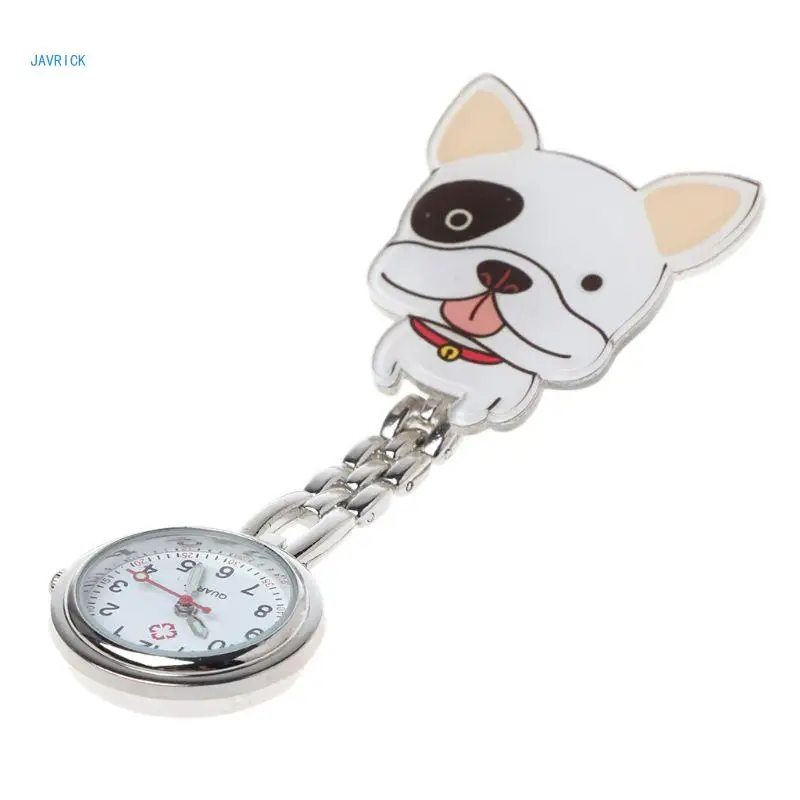 Nuevo reloj enfermera cuarzo lindo cachorro dibujos animados colgar Clip médico mujeres señora relojes P