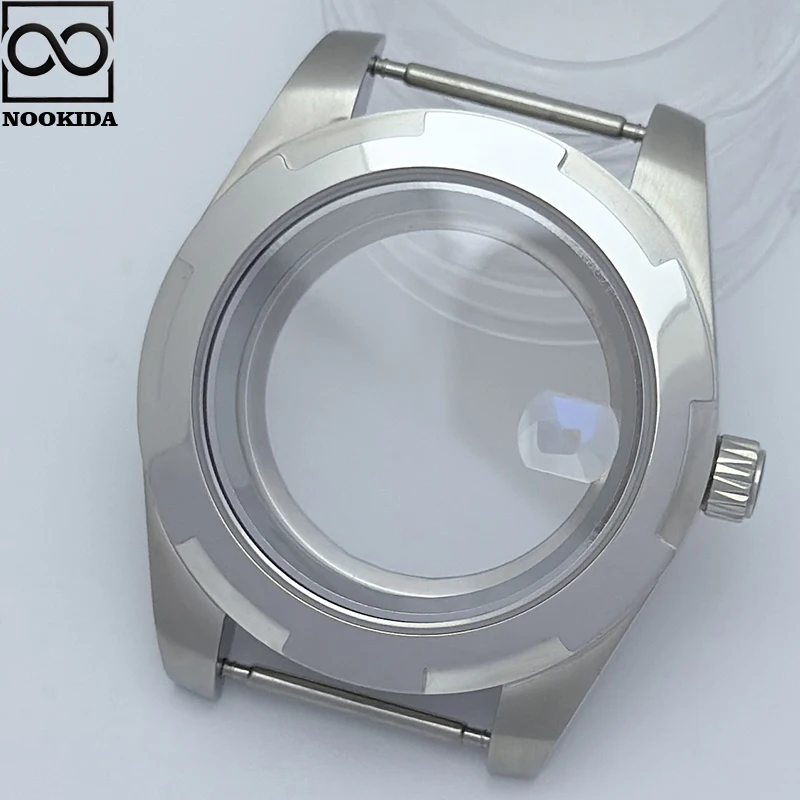 NOOKIDA 41mm Sapphire Glass Silver Case With Strap Screw-in Crown Fit 28.5-29mm Dial Fit NH35/NH36 Automatic Movement Waterproof