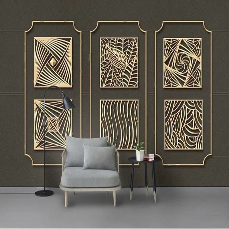 Modern Minimalist Golden Creative Abstract Geometric Line Pattern Design With Clear And Distinct Personality For TV Background