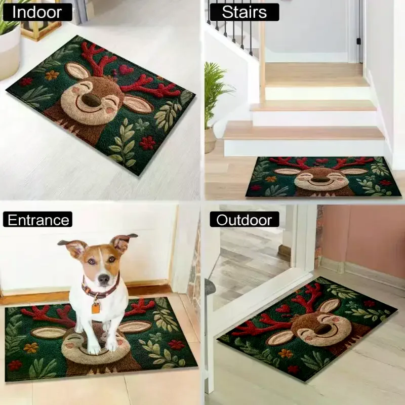 عيد الميلاد سجادة باب الأحمر سانتا كلوز في الهواء الطلق والداخلية الزنجبيل رجل السجاد السنة الجديدة 2026 عيد ميلاد سعيد ديكور المنزل القدم حصيرة #4