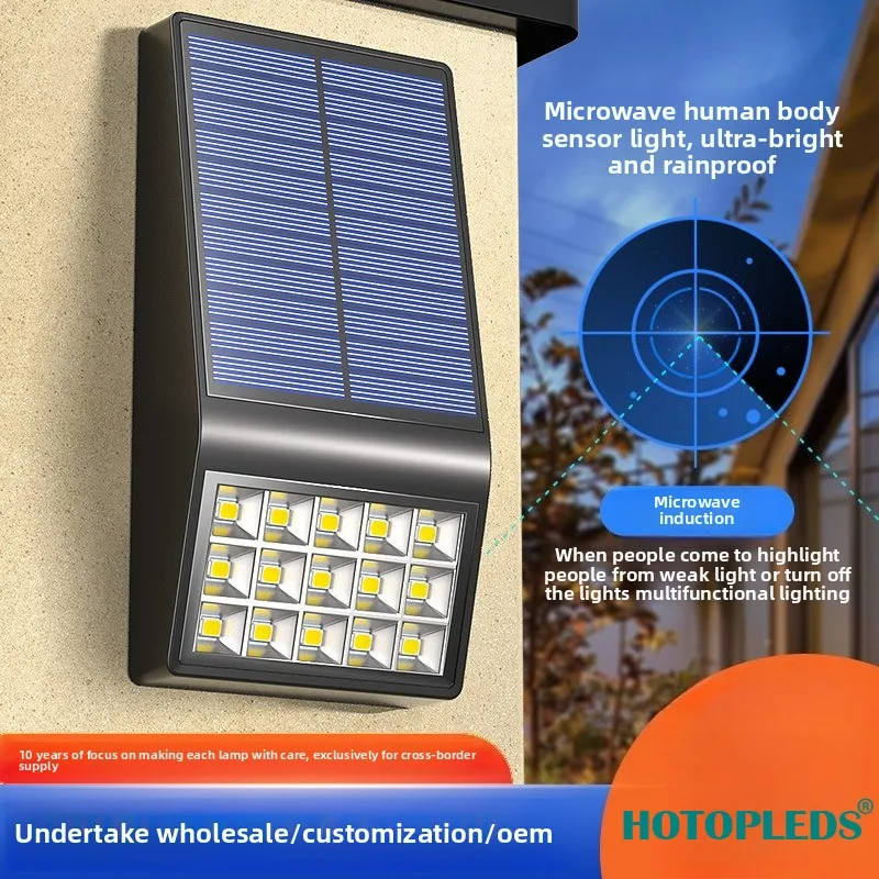 

New Solar Wall Light Outdoor Waterproof Garden Lighting Highlight LED Solar Human Body Induction Light