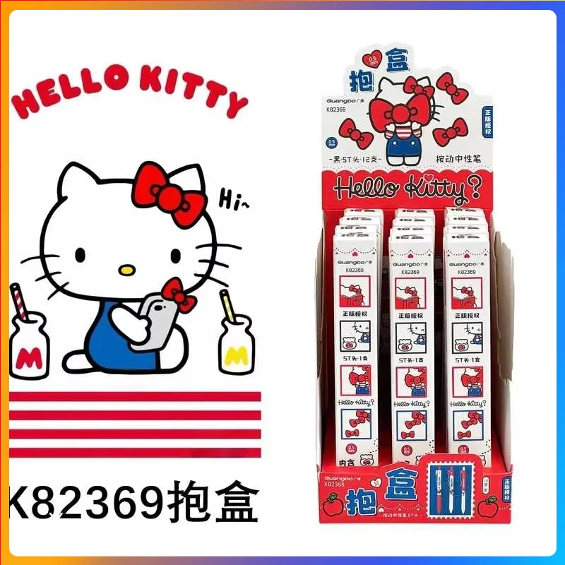

Набор гелевых ручек Kawaii Kitty Press, 12 шт., 0,5 мм, черные, нелипкие чернила, для студентов, для подписи, канцелярские товары, офисные принадлежности, подарок, оптом