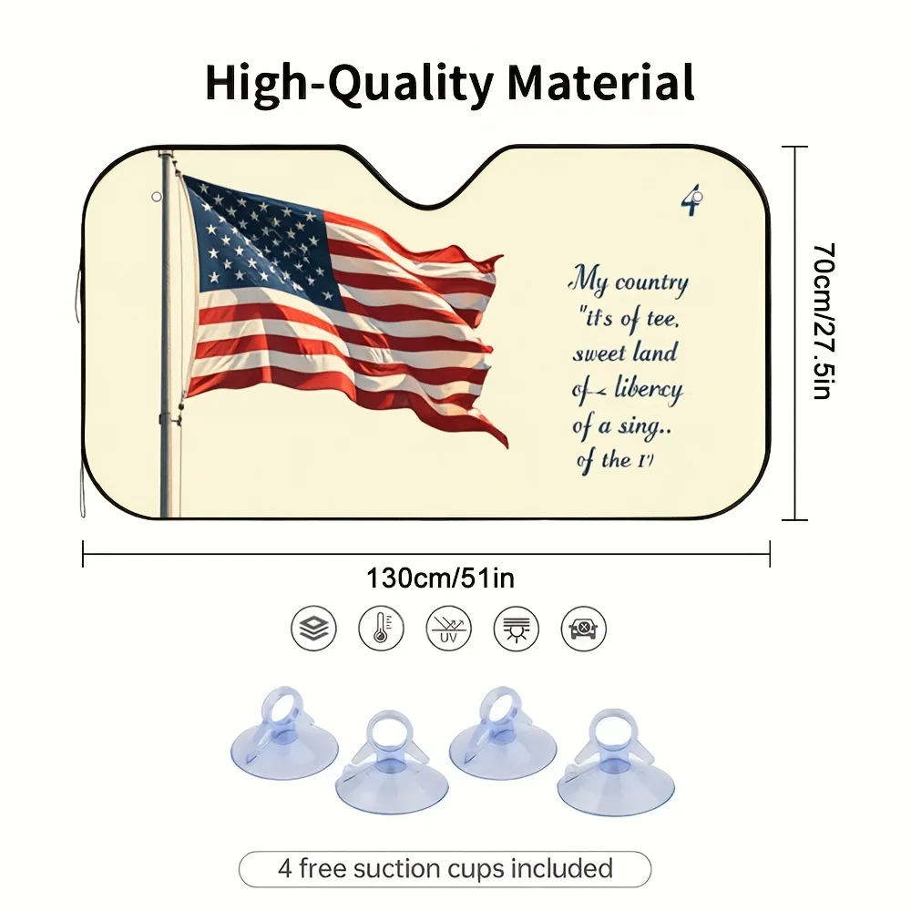 1pc Independence Day Flags Car Sun Visor, Great For Dashboard Electronics And City Hustle, Helps Maintain Cool During Idling