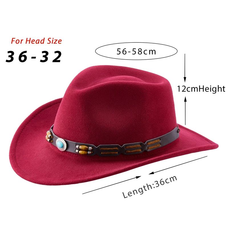 Western Cowboy Hat for Women Men Bohemian Cowgirl Hat with Beads Trim Outdoor Sun Hat