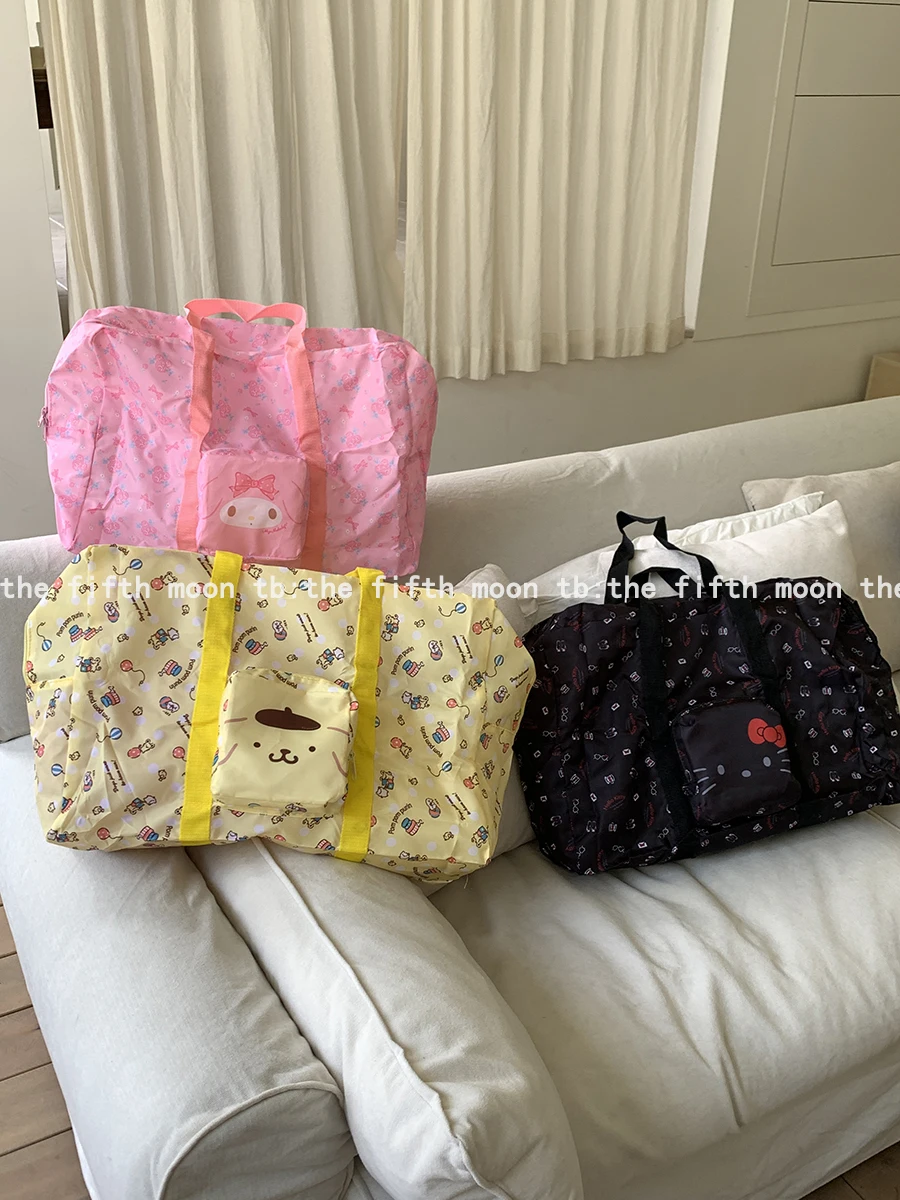 MINISO NEW Hellokitty Pudding Dog storage bag foldable cute cartoon My Melody Large capacity travel clothing storage ladies' bag