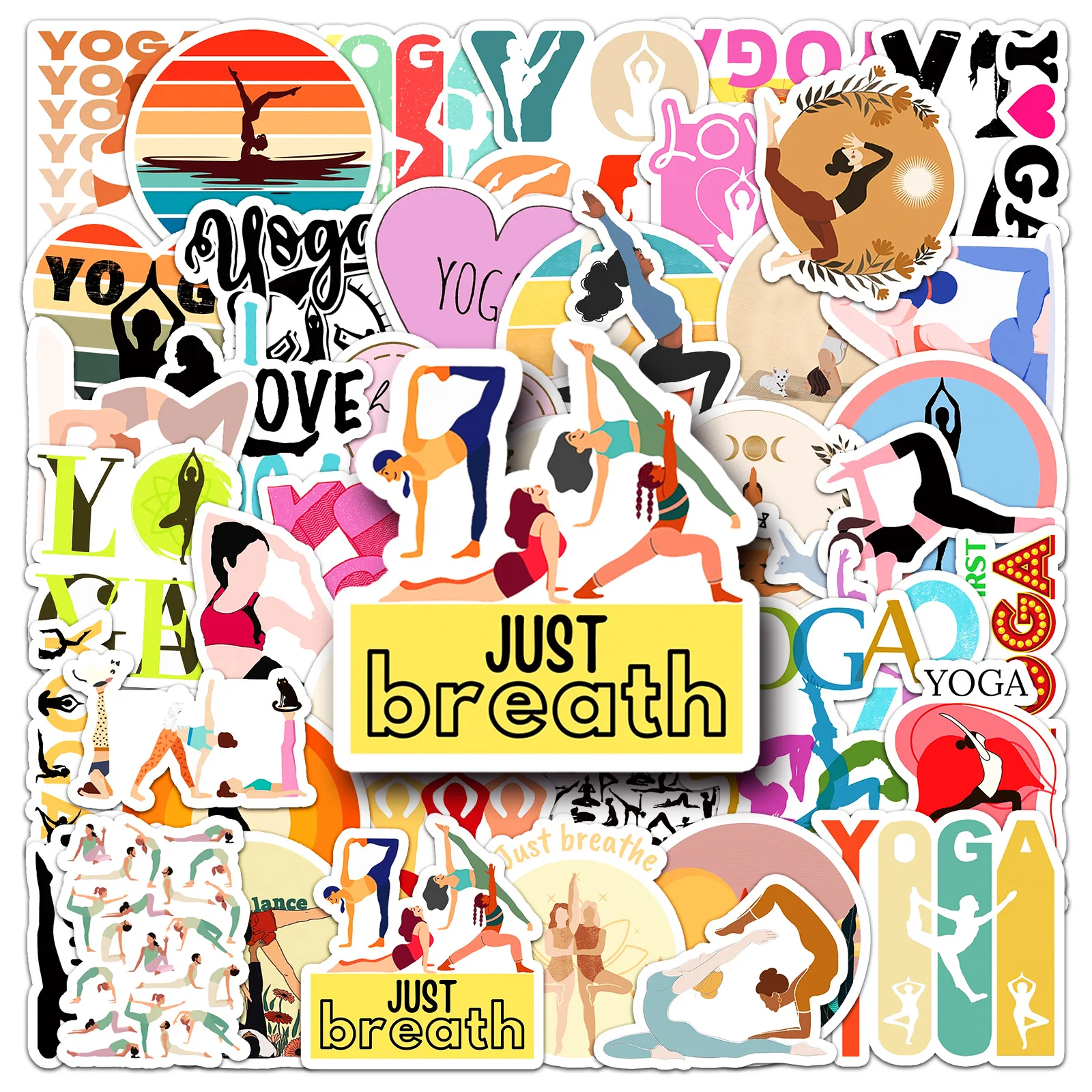 10/50 Uds. Pegatinas de Yoga Personalizadas, Graffiti Deportivo, Decoración Creativa para Teléfono Móvil, Computadora, Equipaje