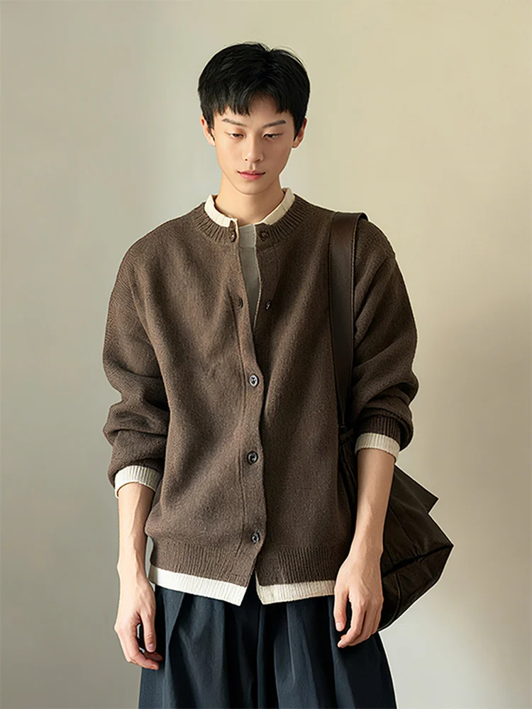 

Мужской вязаный кардиган в американском стиле, свободный крой, V-образный вырез, теплый, повседневный, осенне-зимний, новинка