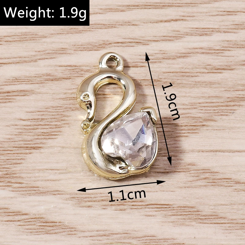 10 Stück elegante Kristall-Charms für die Schmuckherstellung, Liebesherz, Tierfuchs, Fischkrone, Charms-Anhänger für DIY-Halsketten, Ohrringe, Geschenk – Detail 5
