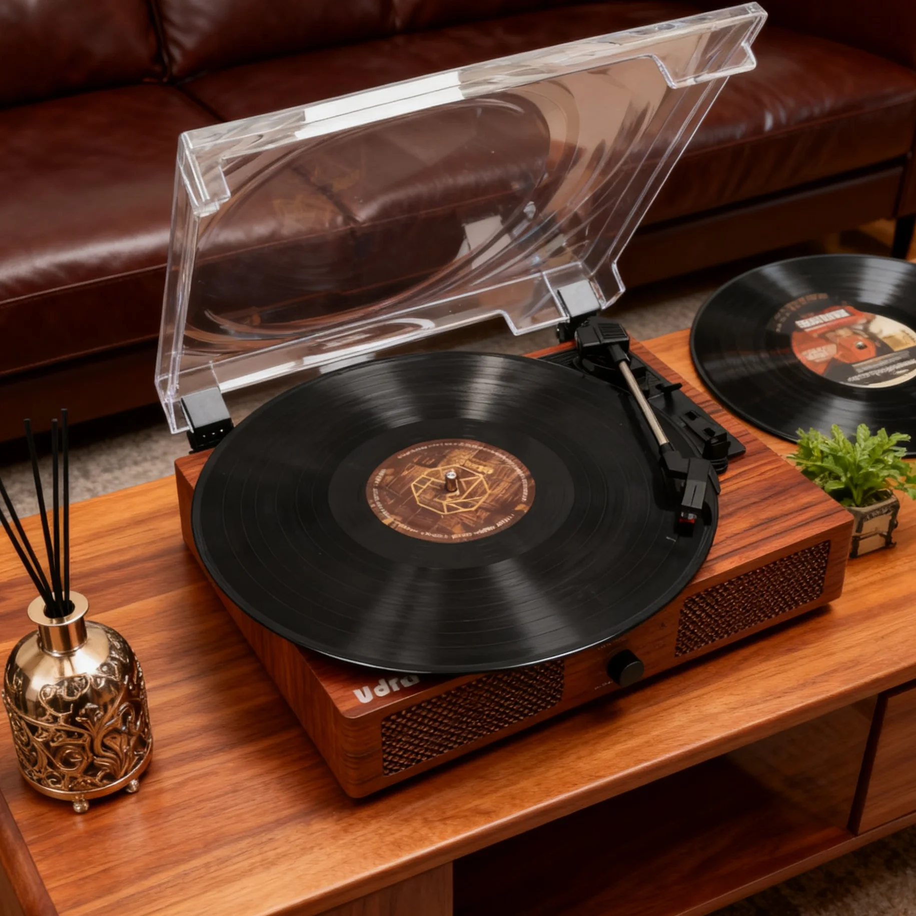Hot Sale 3-Speed Wireless Bluetooth Retro Home Decor Wooden Gramophone Portable High Quality Turntable Vinyl Record Player