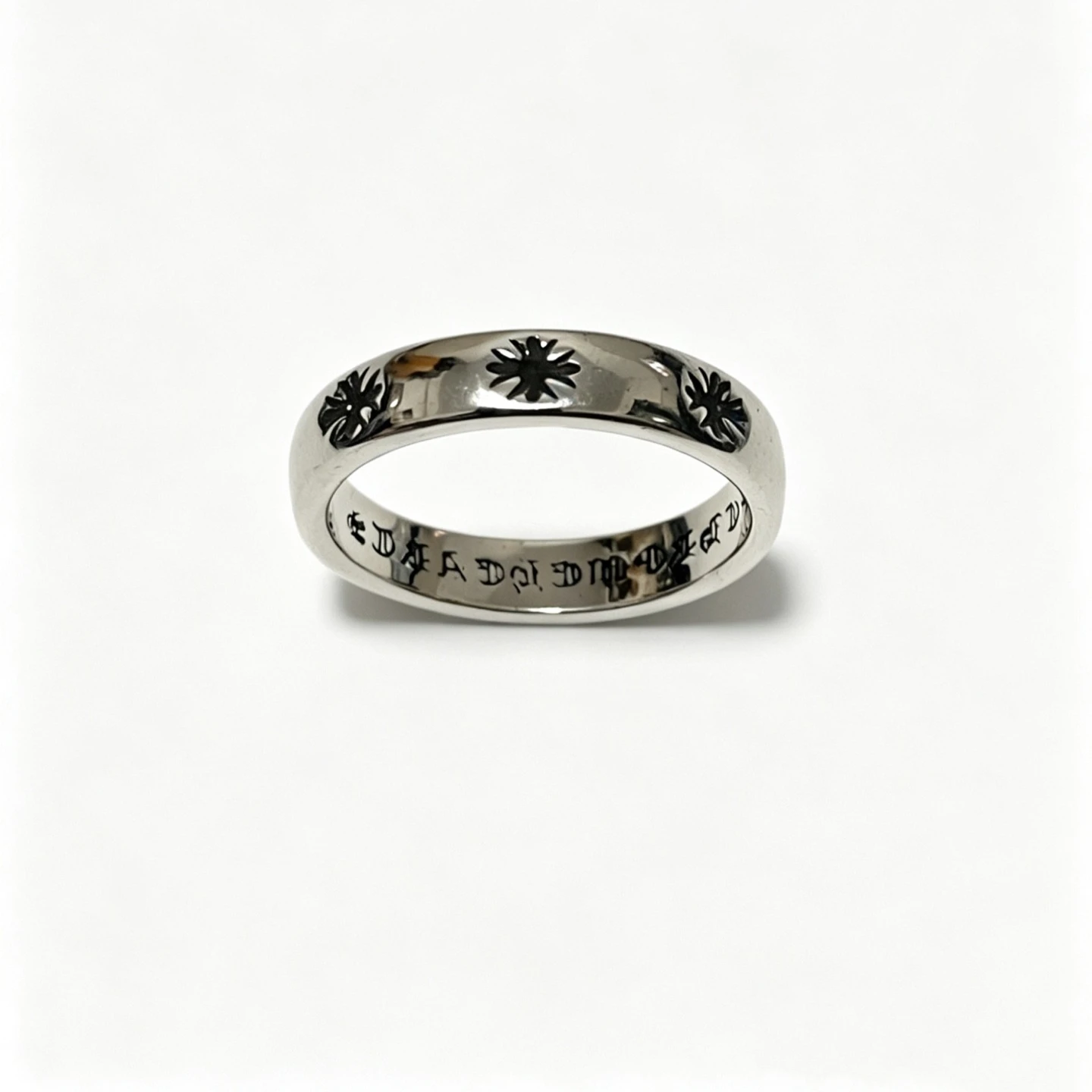 

CH S925 sterling silver classic retro old lettering cross charm simple style ring