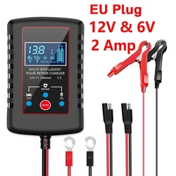 6V 12V 2A Car Smart Battery Charger Automobile ASE Adapter Cable For Motorcycle Children Toy Lawn Mower Battery Charger EU Plug