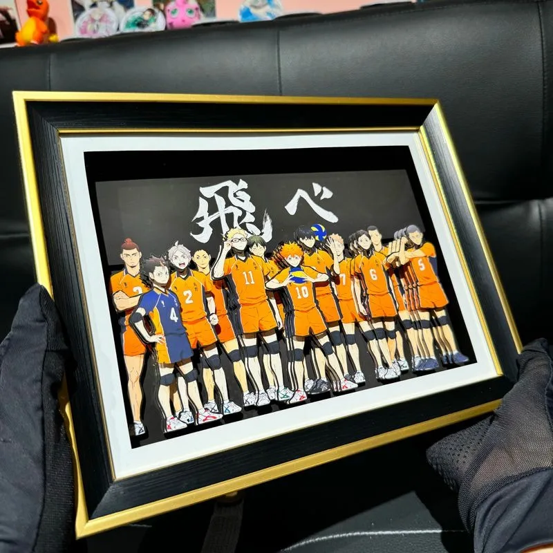 

Haikyu!! Hinata & Kageyama 3D Layered Paper Art Shadow Box, Anime Desktop Painting Decor - Collector's Gift for Volleyball Fans